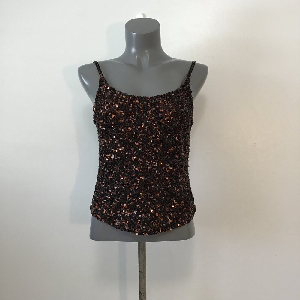Scala Silk Sequined Camisole Top Size M - image 1